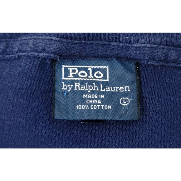 Vintage Polo Ralph Lauren 67 #3 Distressed Graphic T-Shirt Navy Blue Size L Y2K - Picture 5 of 8